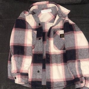 Zara Kids Plaid Button Down Shirt - Black, White, Red